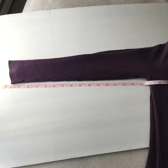 3/15 Y2K Purple ribbed v-neck business casual dark academia long sleeve sz small - Picture 8 of 8